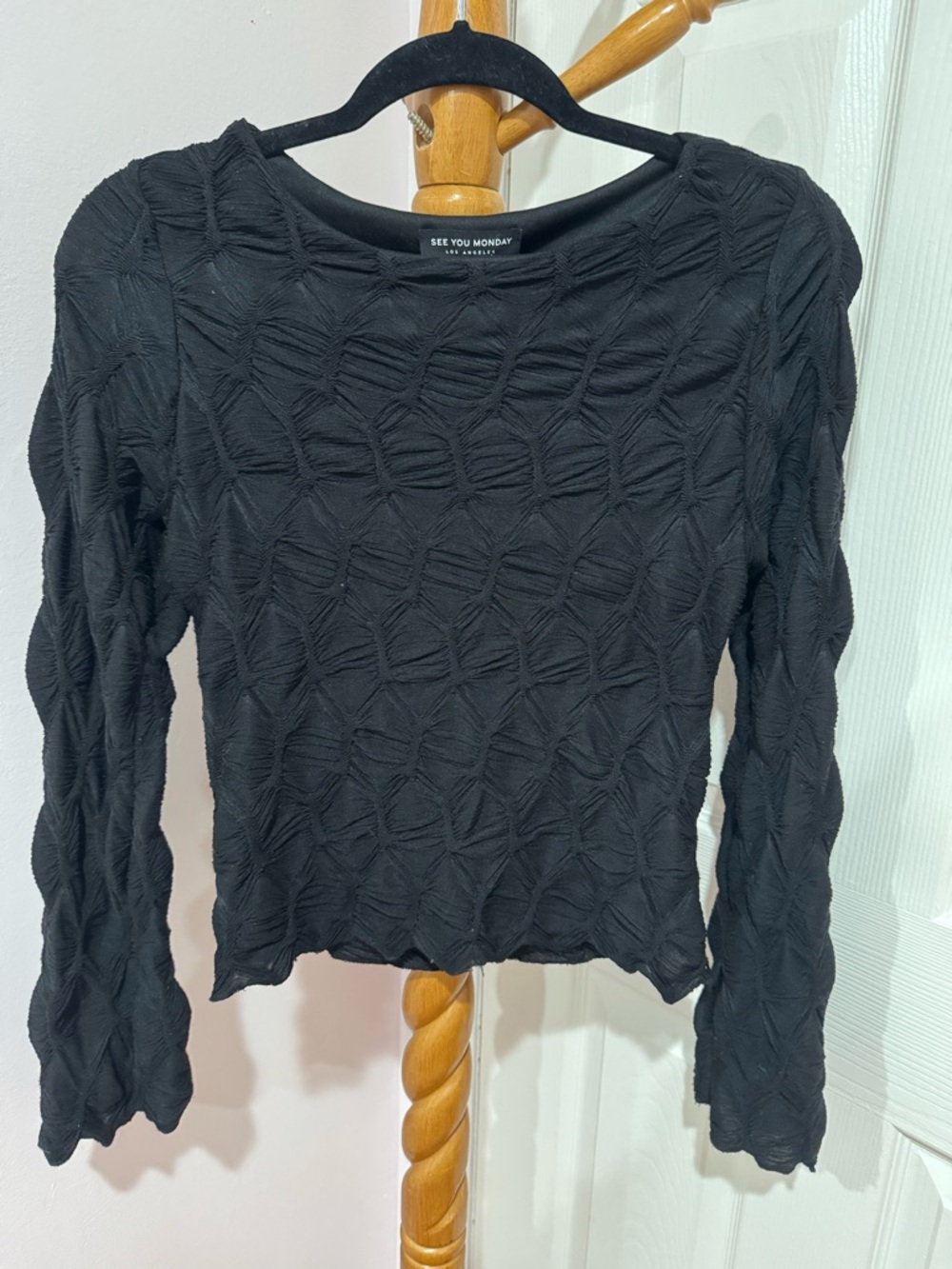 NWT See You Monday Textured Long Sleeve Top